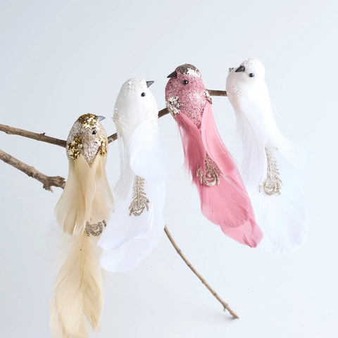 Uccello di Simulazione in Piuma Ornamenti Appesi di Natale Uccelli in Schiuma Glitterata per Decorazione Albero Festa Casa