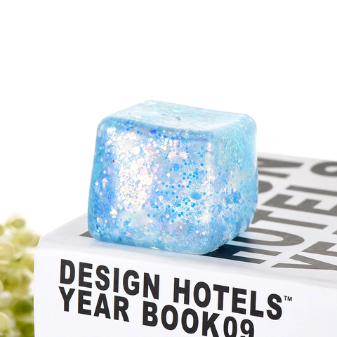 Slow Rebound Glitter Ice Cube Squishy Toy Stress Relief Sensory Fidget Toy Maltose Cube Venting Toy For Adults Kids