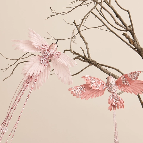 Decorazione Appesa Uccello Di Simulazione Di Natale Paillettes Perla Artificial Nappa Colibrì Ornamento Per Albero Di Natale Elegante