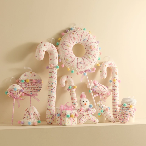 Weihnachten Lolli Zuckerstange Lebkuchenmann Hängende Ornamente Macaron Schaumstoff Kunststoff Festliche Feiertagsbaumdekorationen