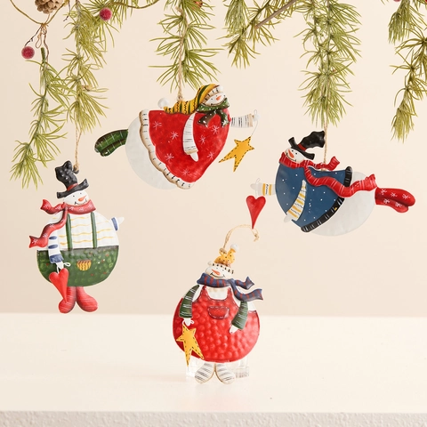 Addobbi Natalizi Appesi Pupazzo Di Neve Retro In Ferro Dipinto Decorazione Per Albero Di Natale Per Festa Invernale