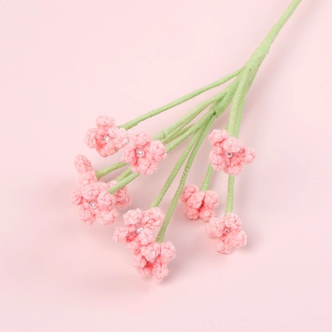 Handmade Crochet Gypsophila Flower With Artificial Pearl Decor Artificial Knit Flowers For Home Decoration Valentine's Day Gift