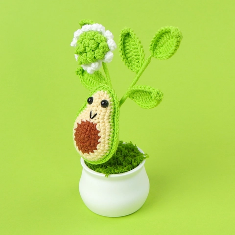 Handgefertigte Häkel Avocado Topfpflanze Deko Mit Lächelndem Gesicht Wolle Gestrickte Tischdeko Für Zuhause Büro Geschenk