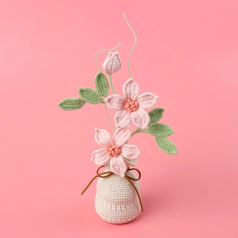 Gehäkelte Waldrebe Topfblume Handgefertigtes Gestricktes Künstliches Blumengesteck Für Schreibtisch Deko Geschenk