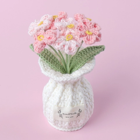 Häkelblume Im Topf Handgefertigt Gestrickte Wolle Vergissmeinnicht Schreibtischdeko Ästhetisches Geschenk