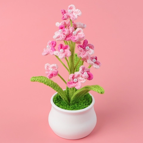 Handgefertigte Häkelblume Topfpflanze Gestrickte Schleierkraut Farbverlauf Garn Blume Mit Kunstperle Home Office Deko
