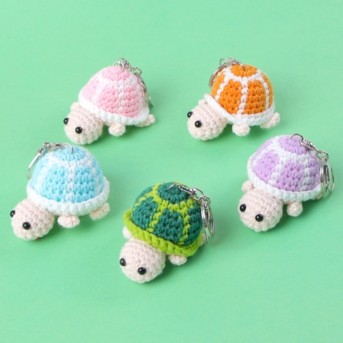 Handmade Crochet Turtle Keychain Yarn Knitted Animal Bag Charm Cartoon Pendant Cute Gift For Friends