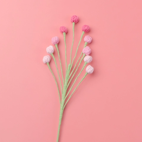 Handmade Crochet Yarn Flower Branch Simulation Berry Stem Simulation Flower DIY Home Decoration Multi Color Knitting Floral Accessory