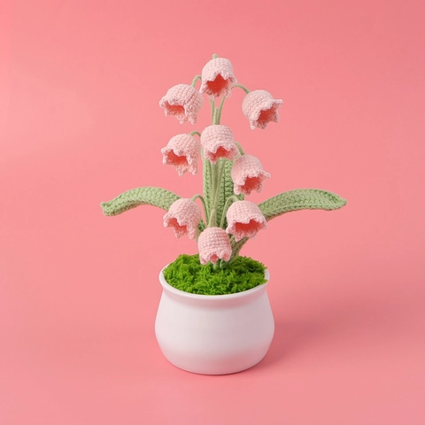 Handgemaakte Gehaakte Lelietje-Van-Dalen Oppotplant Kunstmatige Gebreide Bloem Bureau Decoratie Esthetisch Ornament Cadeau