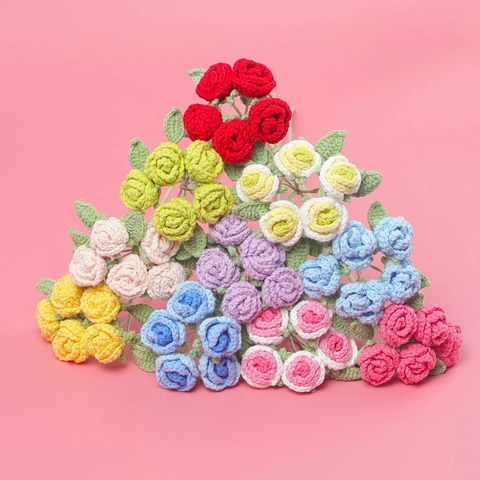 Bouquet Di Rose All Uncinetto Fatto A Mano Fiori Artificiali In Lana Per Decorazione Casa Regalo San Valentino