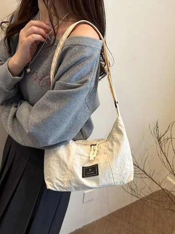 Women Nylon Half Moon Shoulder Bag Ruched Hobo Bag Zipper Crossbody Bag Daily Casual Lightweight Tote For Women