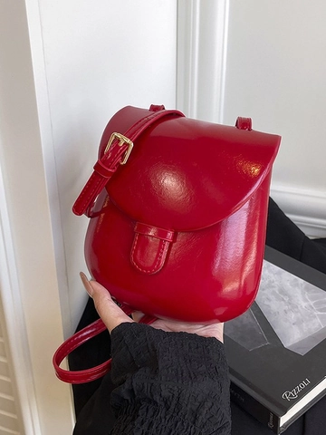 Women's Luxury PU Leather Saddle Crossbody Bag Vintage Oval Shape Mini Shoulder Phone Bag With Adjustable Strap