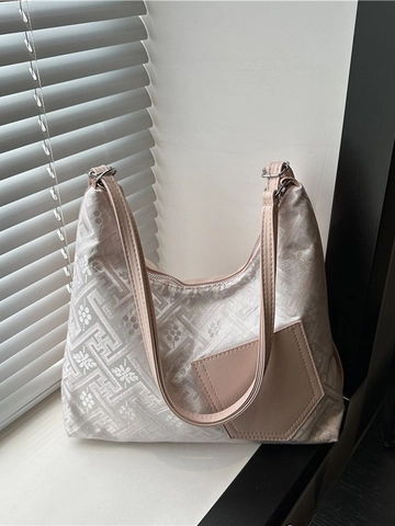 New Chinese Style Jacquard PU Leather Underarm Bag For Women Vintage Geometric Floral Pattern Handbag Single Shoulder Bag Casual Chic Commuting Bag