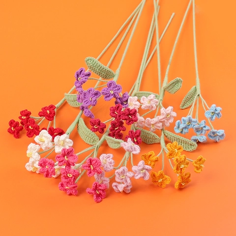 Handgehäkelte Vergissmeinnicht Künstliche Blumenstiele Aus Wolle Gestrickter Blumenstrauß Für Wohndekoration Geschenk Bunt