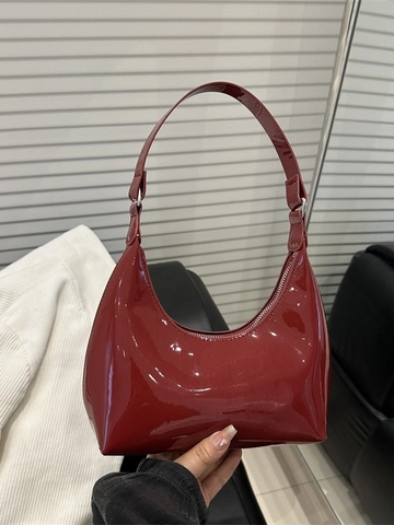Borsa Hobo Da Sottobraccio In Pelle Verniciata Vintage PU Lucido Mezzaluna Borsa A Spalla Per Donne Elegante Versatile