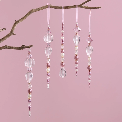 Ornamenti Natalizi Appesi In Cristallo Acrilico Rosa Pendenti A Ghiacciolo Con Künstliche Perle Per Albero Matrimonio Festa Arredo