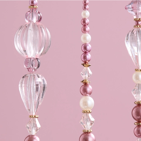 Ornamenti Natalizi Appesi In Cristallo Acrilico Rosa Pendenti A Ghiacciolo Con Künstliche Perle Per Albero Matrimonio Festa Arredo