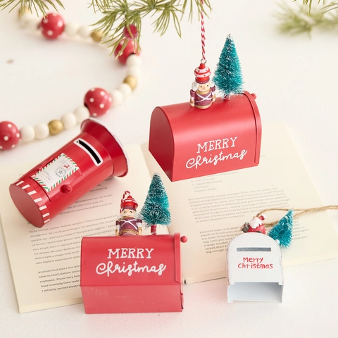 Weihnachten Briefkasten Hängende Ornamente Retro Eisen Postfach Mit Weihnachtsmann Schneemann Nussknacker Baum Dekoration
