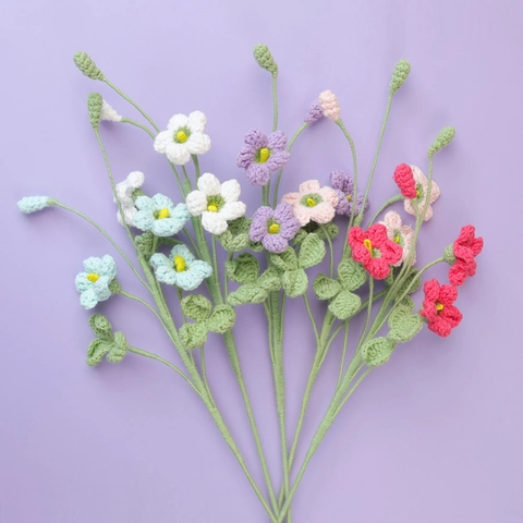 Handmade Crochet Shamrock Flower Bouquet Hand Knitted Yarn Artificial Flowers For Home Wedding Decor Photography Gift