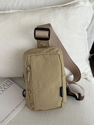 Nylon Crossbody Sling Chest Bag For Women And Men Lightweight Wrinkled Fashion Shoulder Pack With Adjustable Strap Zip Pocket