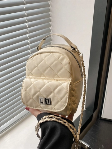 Mini Zaino Trapuntato Da Donna In Pelle PU Moda Stile Coreano Elegante Con Tracolla A Catena E Chiusura In Metallo