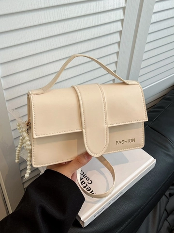Damen PU Leder Kleine Quadratische Tasche Mit Künstliche Perlen Spitze Schleife Anhänger Mode Buchstaben Druck Schulter Umhängetasche