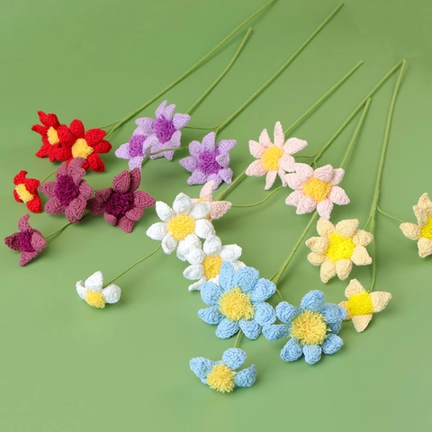 Handgemaakte Gehaakte Madeliefje Boeket Gebreide Kunstbloem Arrangement Huisdecoratie Bruiloft Feestcadeau Ornamenten