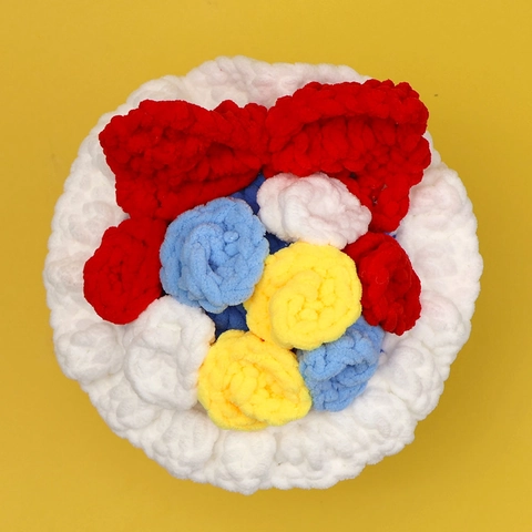 Handgemachter Häkelrosenstrauß Chenille-Garn Gestricktes Dekatives Blumengeschenk Für Heimhochzeit Urlaubsraumdekor