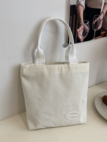 Borsa Shopping da Donna Semplice in Velluto a Coste con Trama a Righe Borsa a Mano Casual per Pendolarismo Quotidiano Borsa a Tracolla Piccola Borsa da Spesa