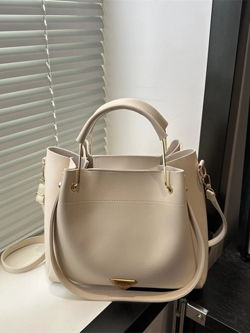 Vintage PU Leren Tote Bag Grote Capaciteit Vrouwen Beuteltas Crossbody Tas Met Gouden Metalen Decor Woon-werkverkeer Handtas