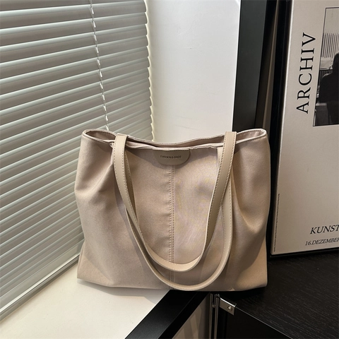 Women's New Large Capacity Nylon Tote Bag Simple Commuter Shoulder Bag Solid Color Casual Handbag With Zipper