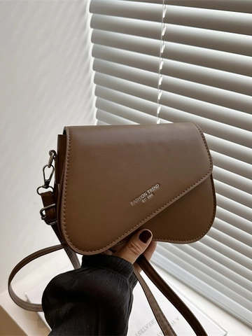 Bolso Bandolera de Mujer Estilo Coreano de Cuero PU con Solapa Irregular Bolso de Hombro Minimalista Color Sólido Impresión Letra