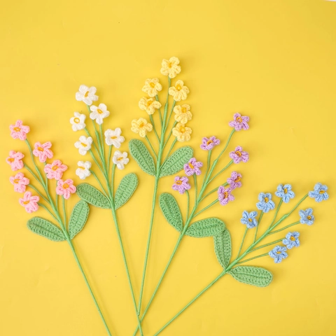 Handgestrickte Vergissmeinnicht Künstliche Blume Gehäkelte Garnstrauß Handgefertigte Florale Dekoration Geschenk