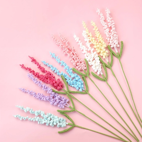 Handgefertigte Häkel-Lavendel Künstliche Blumenstrauß Wollgarn Gestrickt Blumig Heim Hochzeit Dekorative Fotografie Requisite Geschenk