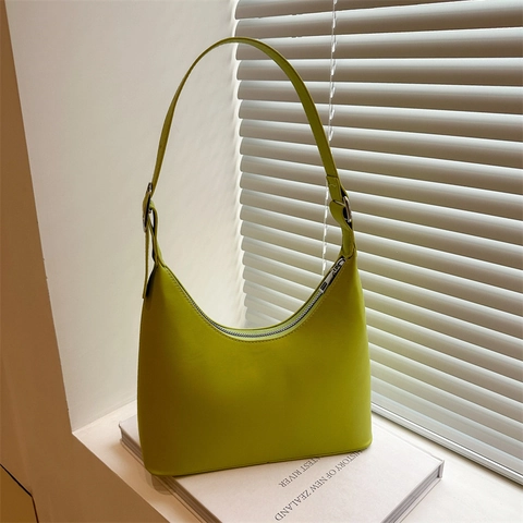 Minimalist PU Leather Underarm Hobo Bag For Women Fashion Versatile Crescent Shoulder Bag Solid Color Daily Tote Purse