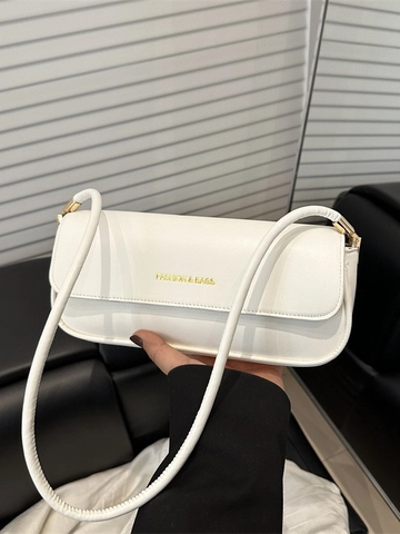 Women PU Leather Baguette Bag Shoulder Underarm Crossbody Fashion Letter Print Korean Style Square Handbag