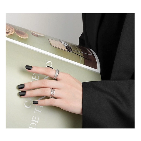 Unregelmäßiger Doppellinien Ring Kupfer Verstellbar Lava Textur Retro Mode Damen Schmuck