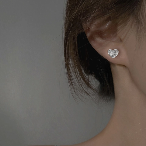 Orecchini A Lobo Cuore Lava Texture Irregolare Rame Placcato Minimalista Elegante Gioielli Di Moda Per Donne