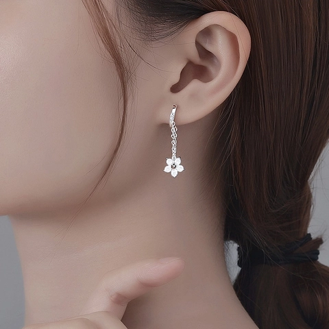 Blumenkette Anhänger Creolen Mit Zirkon Kupfer Und 925 Sterling Silber Ohrstecker Elegant Für Damen