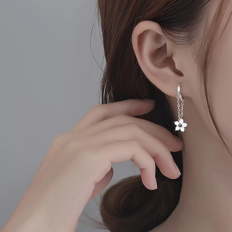 Blumenkette Anhänger Creolen Mit Zirkon Kupfer Und 925 Sterling Silber Ohrstecker Elegant Für Damen