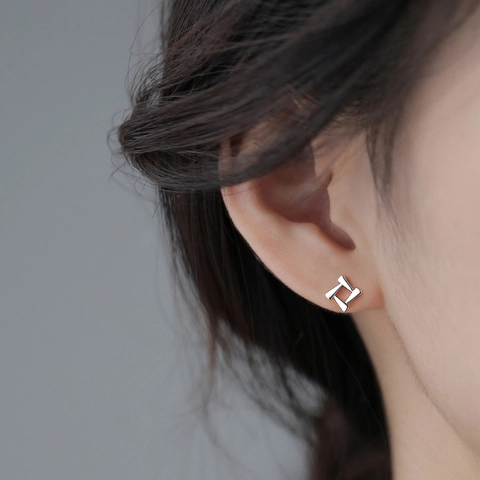 Geometric Triangle Square Stud Earrings Copper With 925 Sterling Silver Earring Post Minimalist Jewelry For Women
