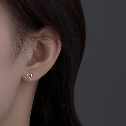 Geometric Triangle Square Stud Earrings Copper With 925 Sterling Silver Earring Post Minimalist Jewelry For Women