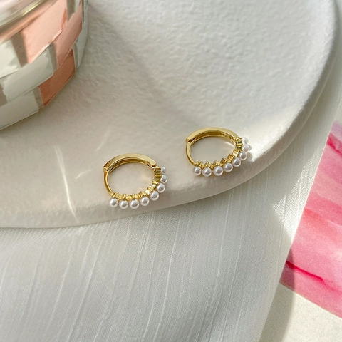 Elegant Artificial Baroque Pearl Hoop Earrings Vintage French Style Copper Jewelry For Women Minimalist Delicate Huggie Gift