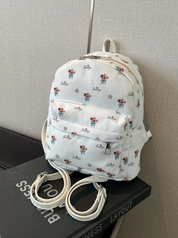 Mini Sac à Dos en Toile Florale Pour Femmes Filles Petit Cartable Mignon Avec Pendentif Nuage Style Coréen Frais Sac à Dos Voyage Décontracté