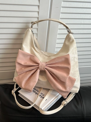 Süße Große Schleife Damen Achseltasche Mode Große Kapazität Pendeln Schultertasche Kunstleder Vielseitige Tote Handtasche