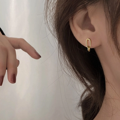Orecchini A Perno Geometrici Ovali E Rotondi Intrecciati Rame Con Perno In Argent Sterling 925 Gioielli Minimalisti