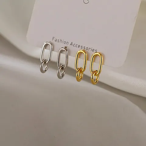 Orecchini A Perno Geometrici Ovali E Rotondi Intrecciati Rame Con Perno In Argent Sterling 925 Gioielli Minimalisti