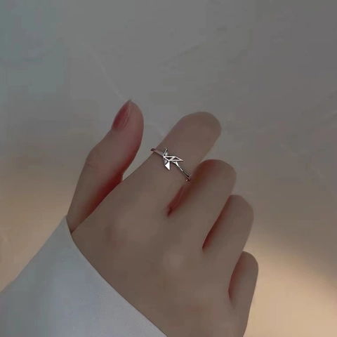 Origami Papieren Kraanvogel Minimalistische Verstelbare Open Ring Voor Vrouwen Koper Zirconia Ingelegde Verzilverd Sieraden Ring