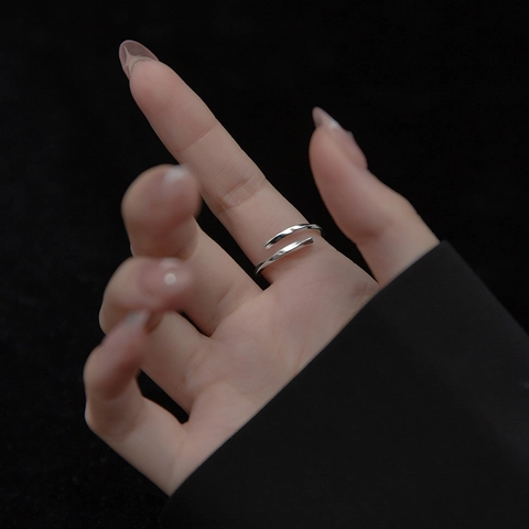 Twisted Mobius Open Ring Engraved Luck Letter Minimalist Silver Plated Copper Jewelry For Women