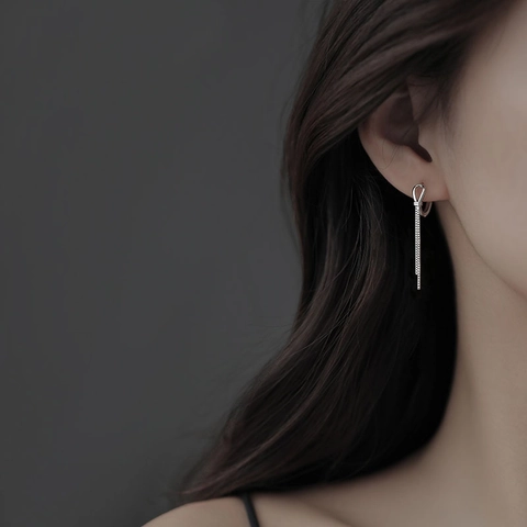 Knot Tassel Drop Earrings Minimalist Long Chain Jewelry With 925 Sterling Silver Earring Post For Women